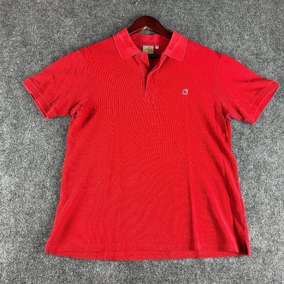 Carhartt Other - Carhartt Polo Shirt Mens Medium Red Cotton Short Sleeve Split Hem Logo Split Hem
